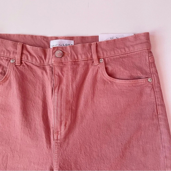 NWT! LOFT Womens High Waist Straight Crop Jean Blush Pink Frayed Hemline Size 31 - Picture 7 of 14